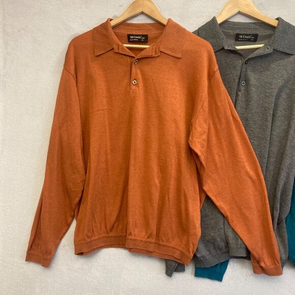 Lot of 3 ST CROIX Shop Polo Sweaters Mens XL Blue Orange Henley Long Sleeve USA - Picture 13 of 16